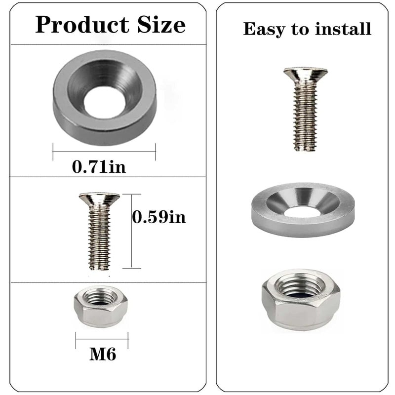 LUYEJKO Engine Dress up Kit, 40 PCS Bumper Fender Washers ，M6 Dress up Bolts (Titanium) - Image 2